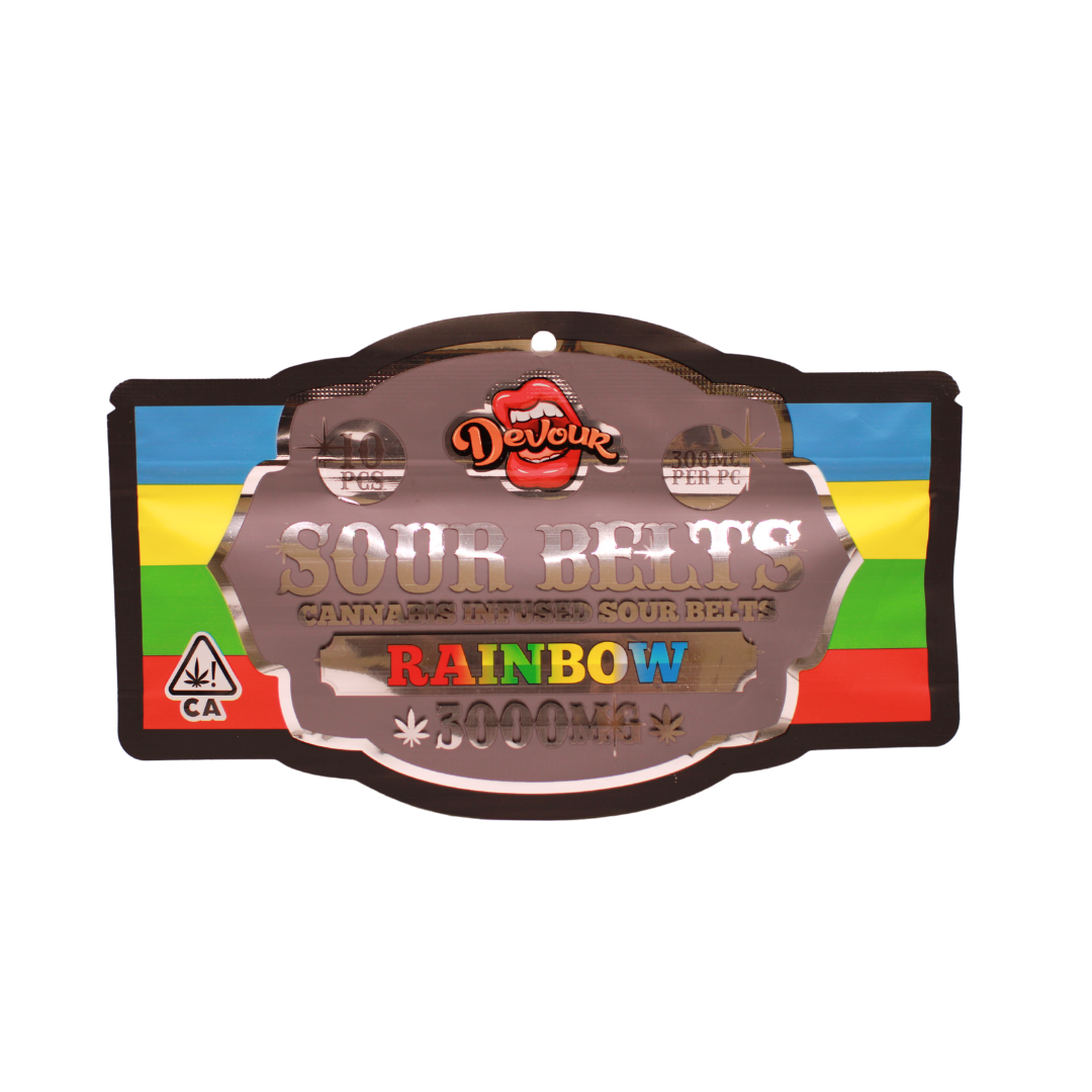 Devour Sour Belts Edible Gummies - Rainbow 3000mg