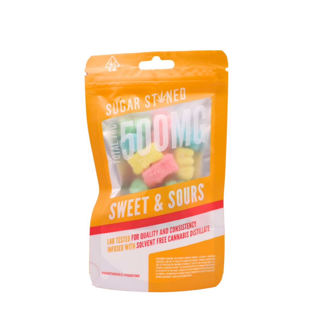 Sugar Stoned Sweet & Sours Gummy Bears Rainbow 500mg