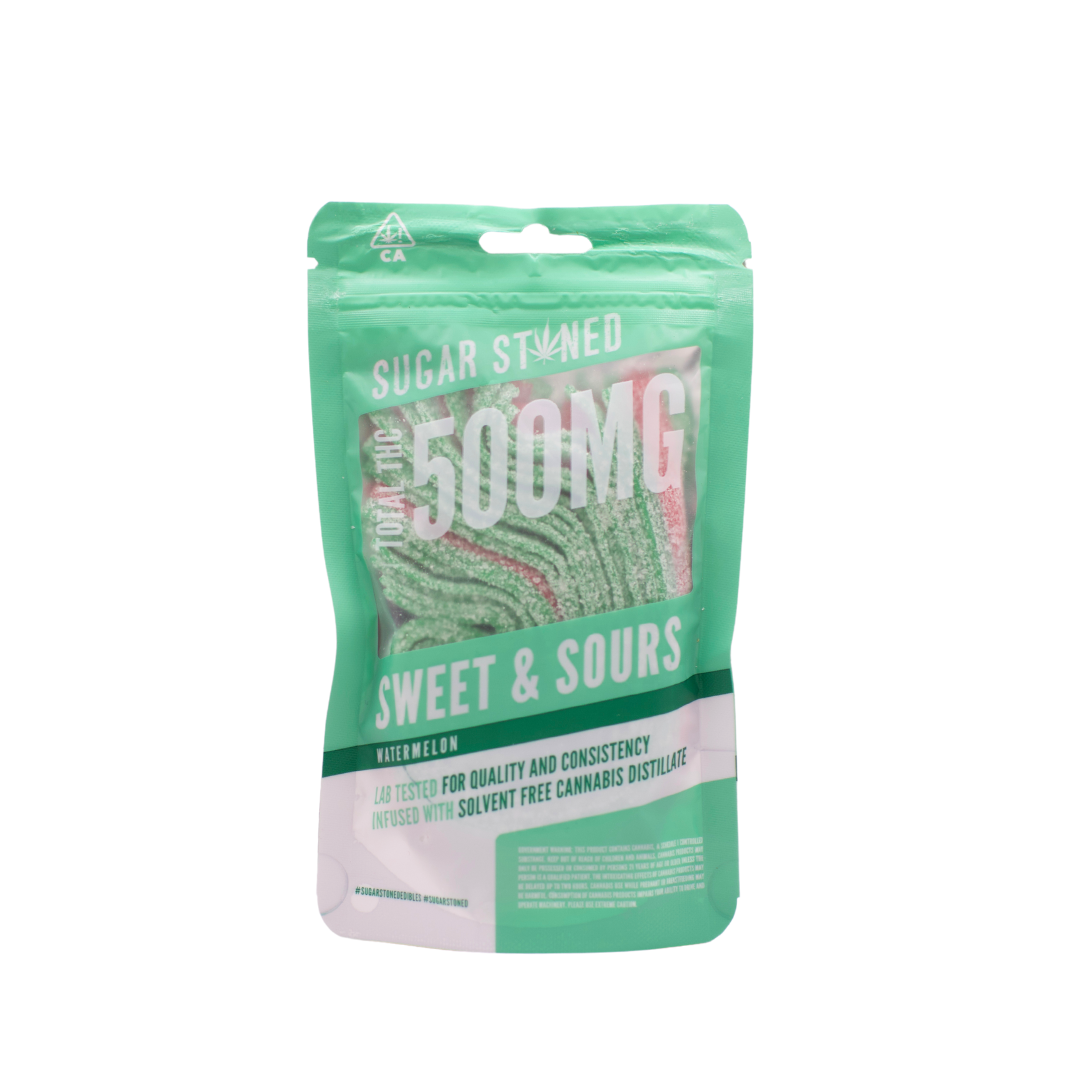 Sugar Stoned Sweet & Sours Strips Watermelon 500mg