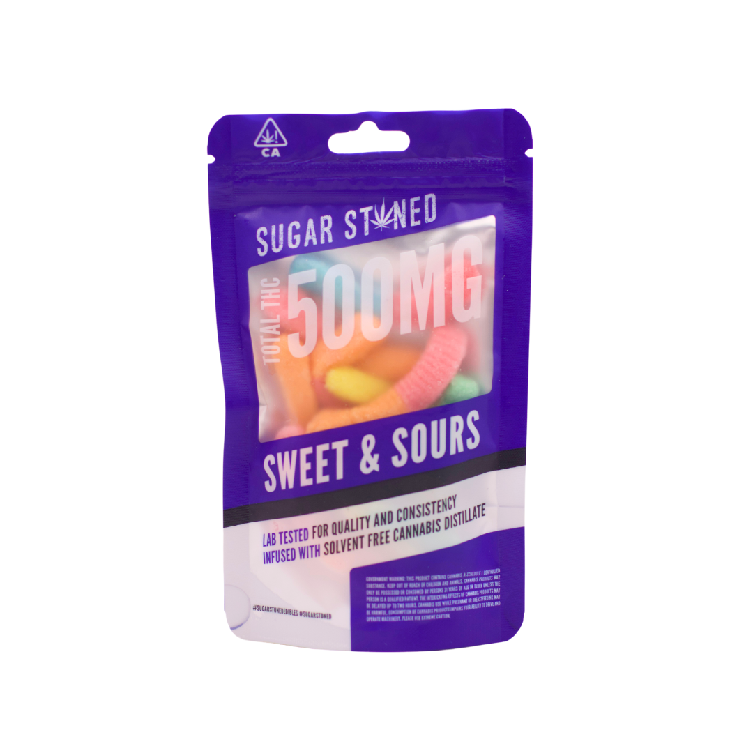 Sugar Stoned Sweet & Sours Gummy Worms 500mg